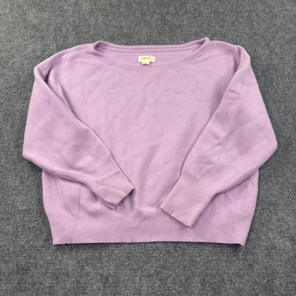Maeve Sweater Large Purple Boatneck Long Sleeve Knit Pullover Women's